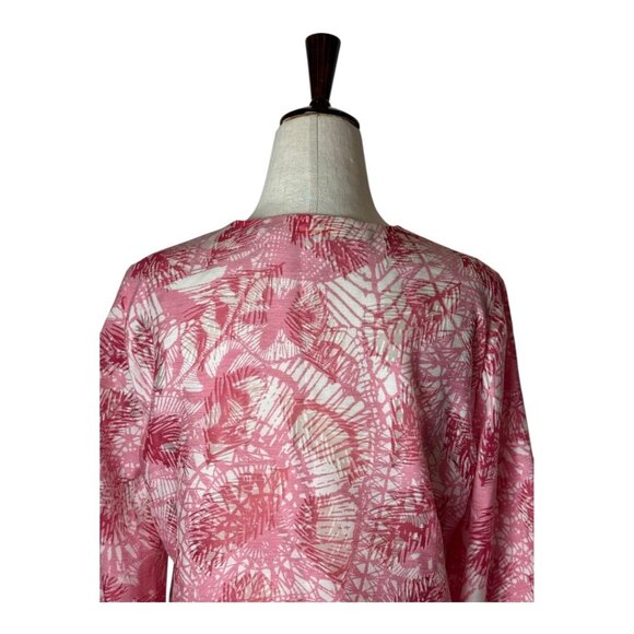 Tory Burch Shirt Women 10 Pink Floral Linen Blend Lightweight Blouse Boho Luxury - Picture 6 of 9